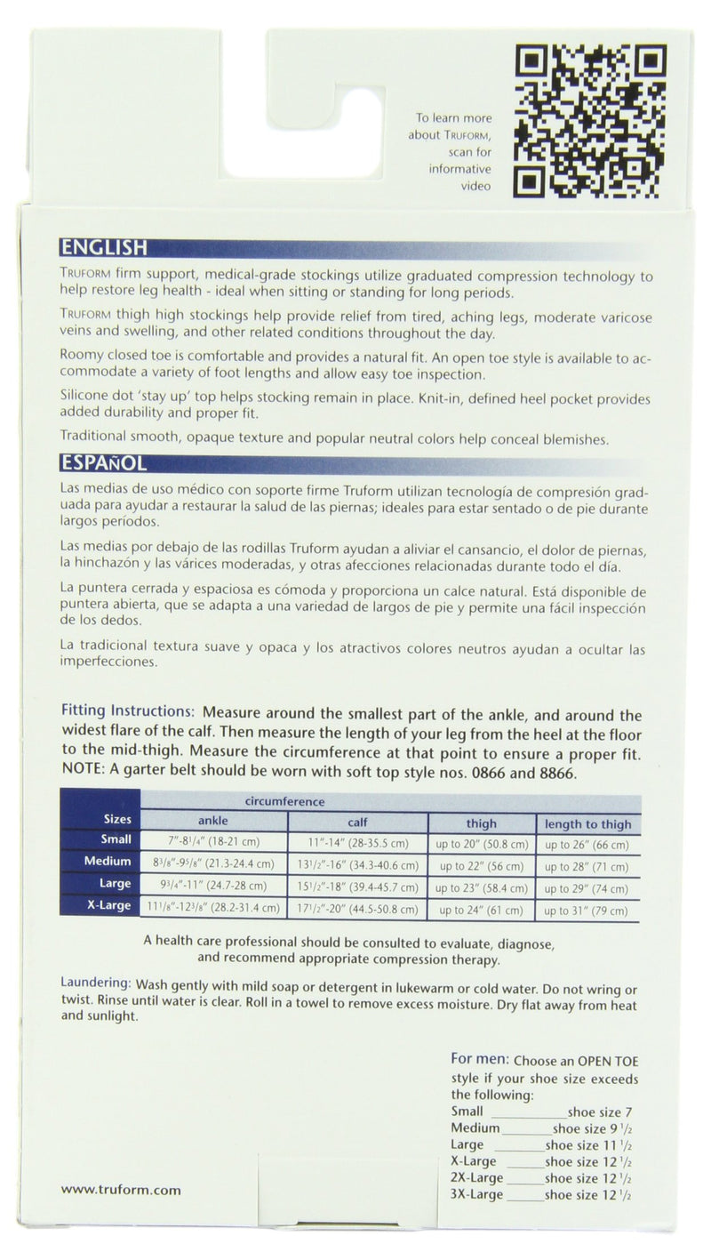 Truform 20-30 mmHg Compression Stockings for Men and Women, Thigh High Length, Dot Top, Closed Toe, Beige, Large - BeesActive Australia
