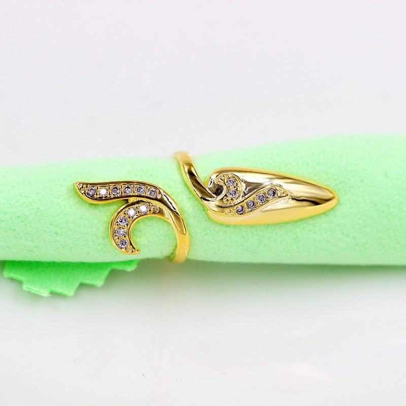 Little Finger Nail Cover Ring Art Decorations Fingernail Rings Crystal Rhinestone Nail Cap Jewelry for Women Girls SZ287-4 (Gold) Little finger-gold - BeesActive Australia