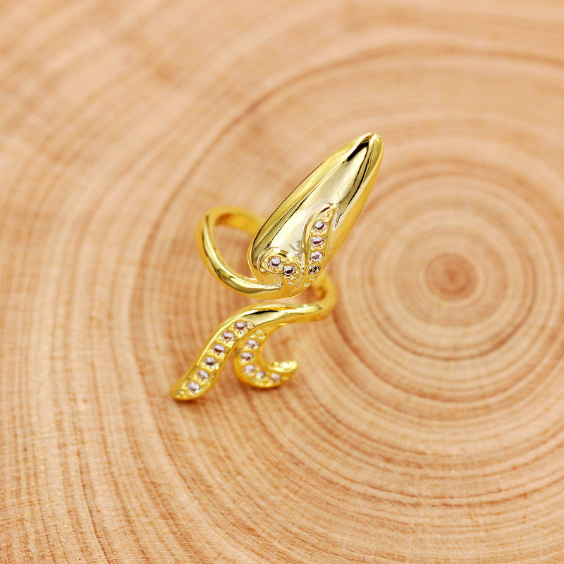 Little Finger Nail Cover Ring Art Decorations Fingernail Rings Crystal Rhinestone Nail Cap Jewelry for Women Girls SZ287-4 (Gold) Little finger-gold - BeesActive Australia