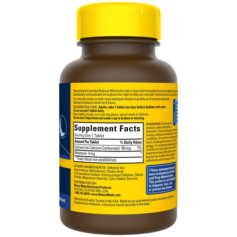Nature Made Extended Release Melatonin 4mg Tablets, 90 Count to Naturally Help You Fall Asleep Faster and Stay Asleep Longer - BeesActive Australia