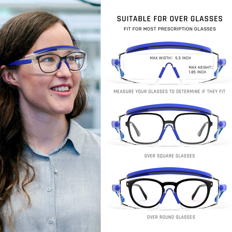 Protective Glasses, Anti Fog Safety Glasses With Adjustable Frame And Temples Blue - BeesActive Australia