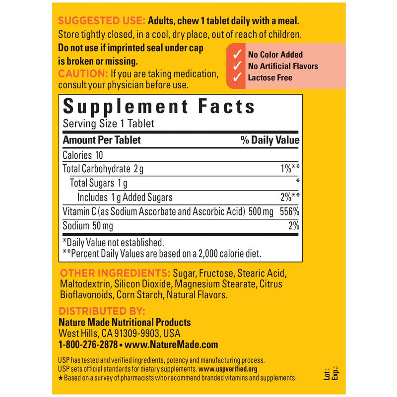 Nature Made Chewable Vitamin C 500 mg Tablets, 150 Count Value Size to Help Support the Immune System - BeesActive Australia