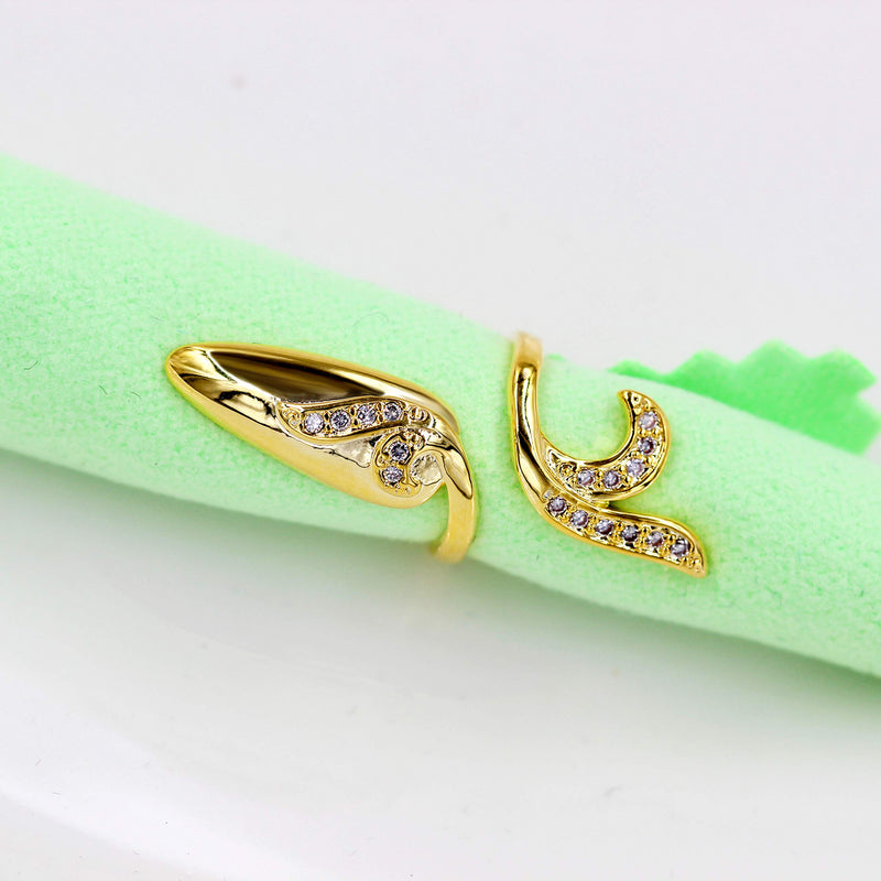 Little Finger Nail Cover Ring Art Decorations Fingernail Rings Crystal Rhinestone Nail Cap Jewelry for Women Girls SZ287-4 (Gold) Little finger-gold - BeesActive Australia