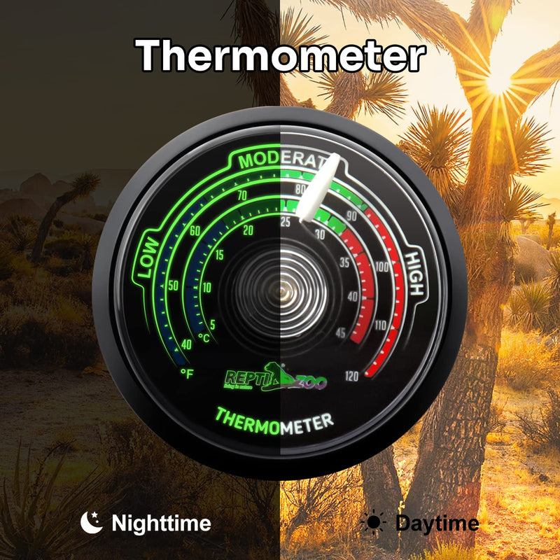 2PCS Reptile Thermometer Hygrometer Mini Glow-in-The-Dark Dial Thermometer  and Humidity Gauge for Reptile Terrarium Tank, Night Luminous