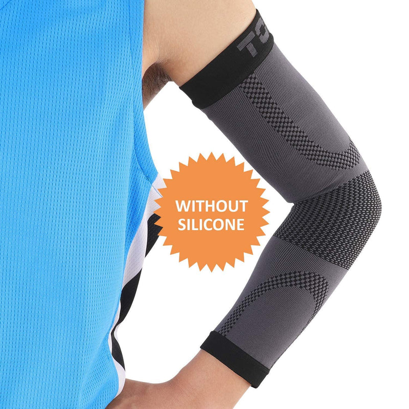 TOFLY® Compression Arm Sleeve, 1 Pair for Unisex, 20-30mmHg Graduated Compression Elbow Sleeve for Recovery, Pain Relief, Supports Muscles & Joints, Tennis Elbow & Golfers Brace, Edema, Swelling XXL Black - BeesActive Australia