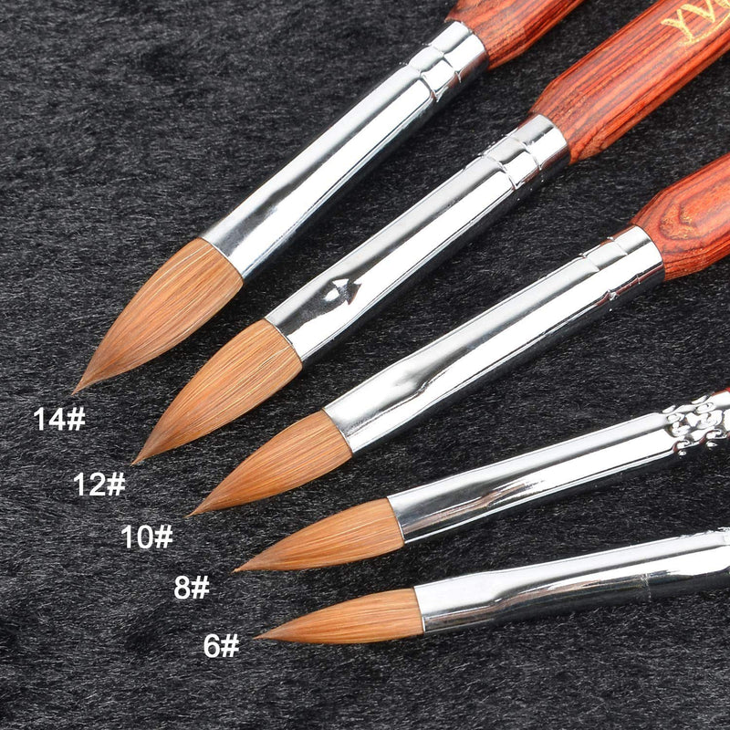 YVONNE Pure Kolinsky Hair Bristles Acrylic Nail Brush Oval Crimped Shaped Mahogany Wood Handle Professional Salon Quality (Size 12) 12# red - BeesActive Australia