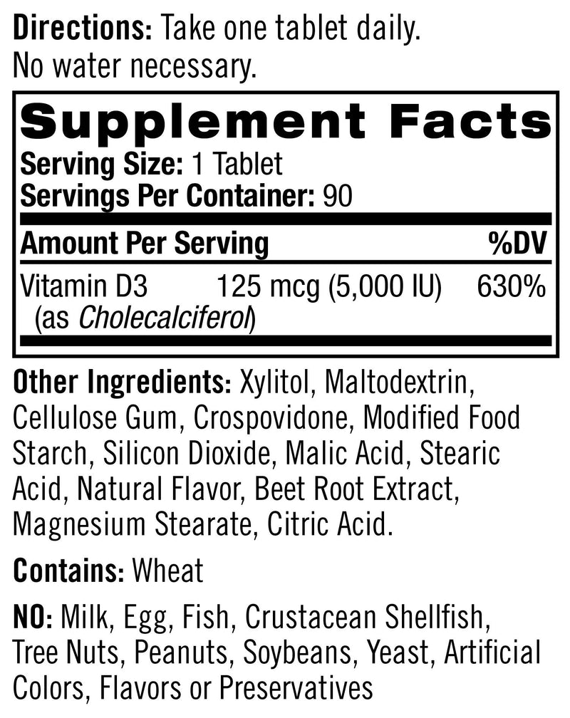 Natrol Vitamin D3 Fast Dissolve 5000 IU Capsules, Support Your Immune Health, Strawberry, 90 Count 5,000 IU - BeesActive Australia