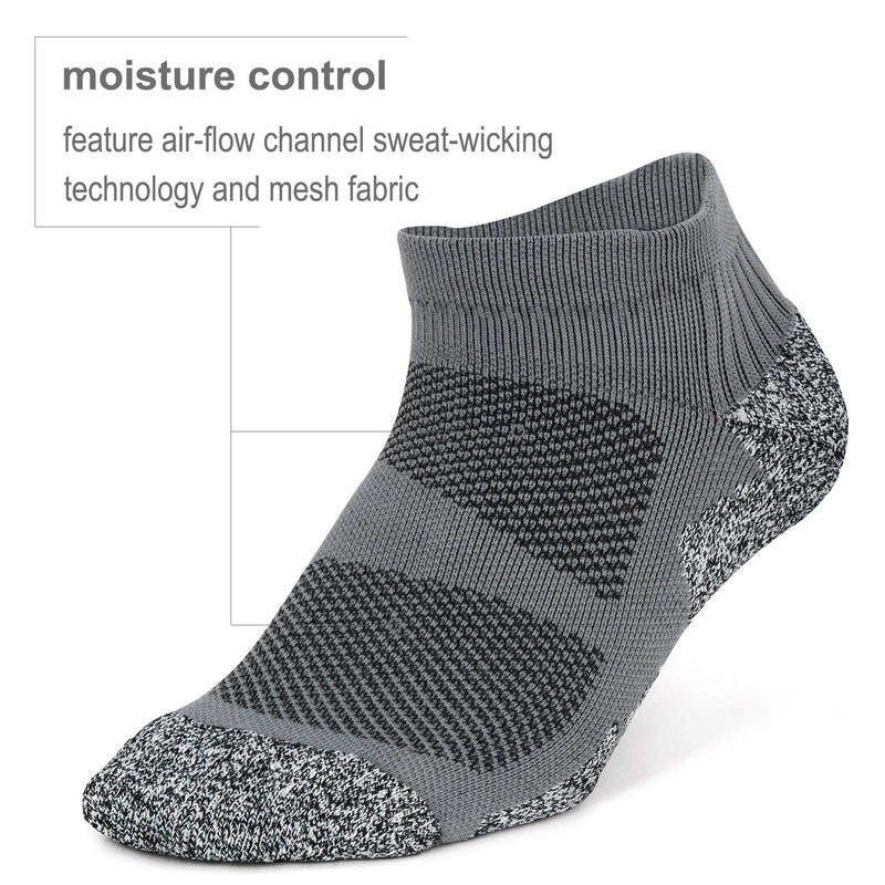 CWVLC No-Show Running Socks (3/6 pairs) Compression Athletic Socks for Men Women L (5Y-7Y Youth/10-13 Women/8-12 Men) 6-pairs (Black2,charcoal2,white2) - BeesActive Australia