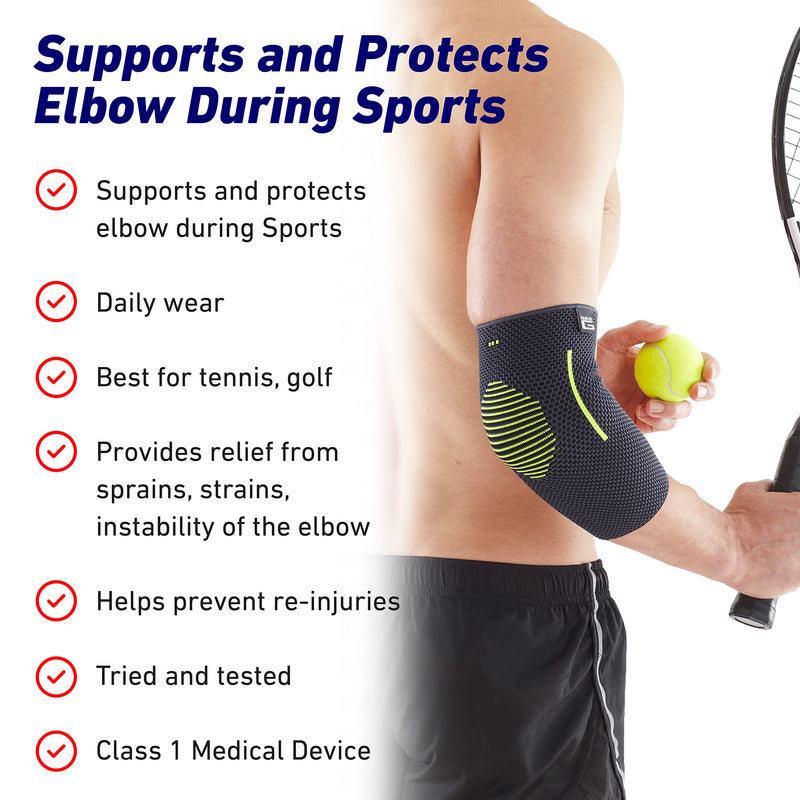 Neo G Elbow Support for Tennis, Golf, Sports, Tendonitis, Joint Pain Relief - Tennis Elbow Support - Golfers Elbow Brace Arm Support - Multi Zone Elbow Compression Sleeve - Breathable, Lightweight – M Medium: 24 – 27 CM/9.4 – 10.6 IN - BeesActive Australia