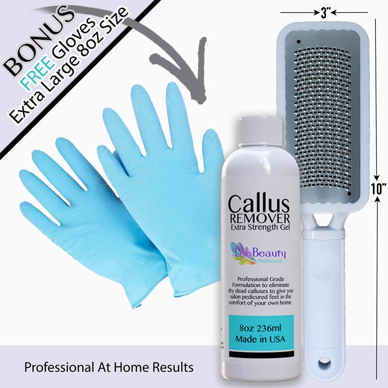8oz Callus Remover Gel and Foot File/Foot Rasp Spa Kit. Professional Foot Care for dry, cracked heels. Soak in foot spa then apply callus gel to feet, and use foot scraper to peel off dead skin. - BeesActive Australia