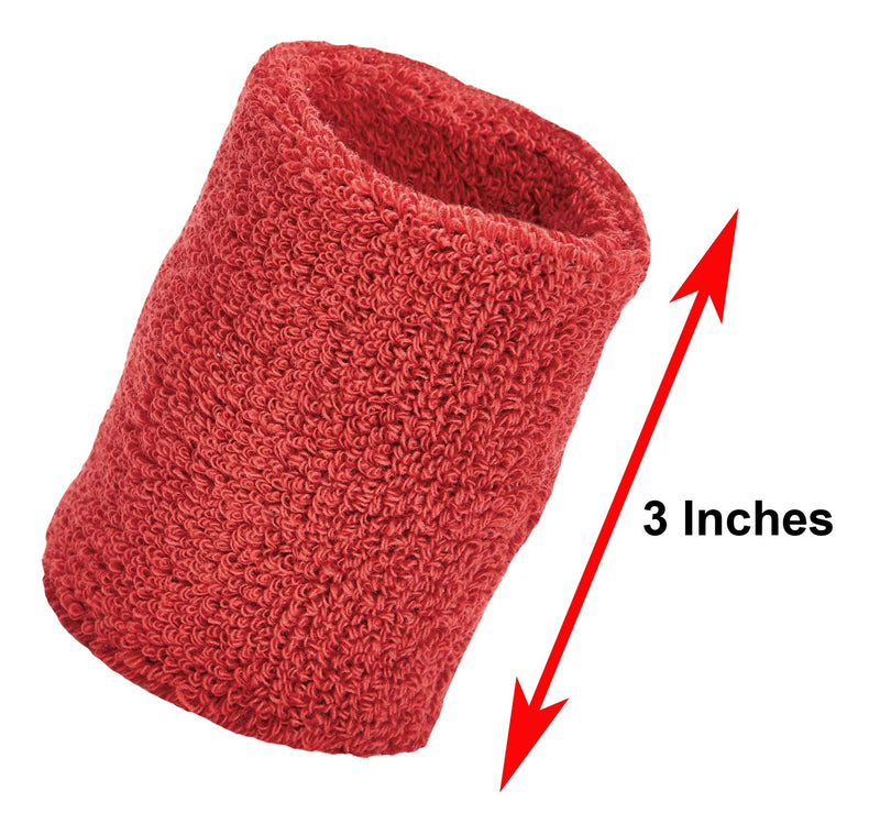 Unique Sports Athletic Performance Team Pack of 24 Wristbands (12 pair), Red - BeesActive Australia