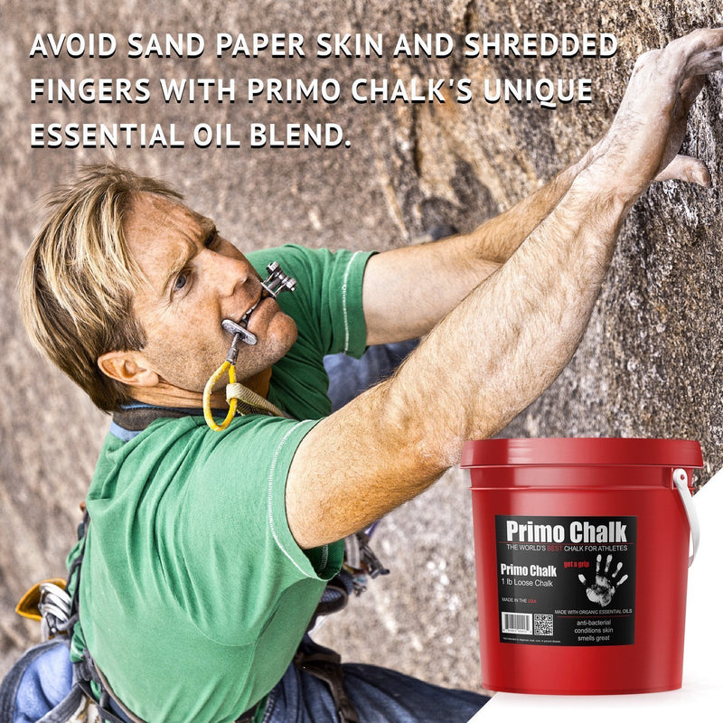 Primo Chalk Stop ruining Your Hands 1lb Bucket, The Way Climbing and Lifting Chalk Should be. Switch to Primo Gym Chalk and Experience The Difference for Yourself. - BeesActive Australia