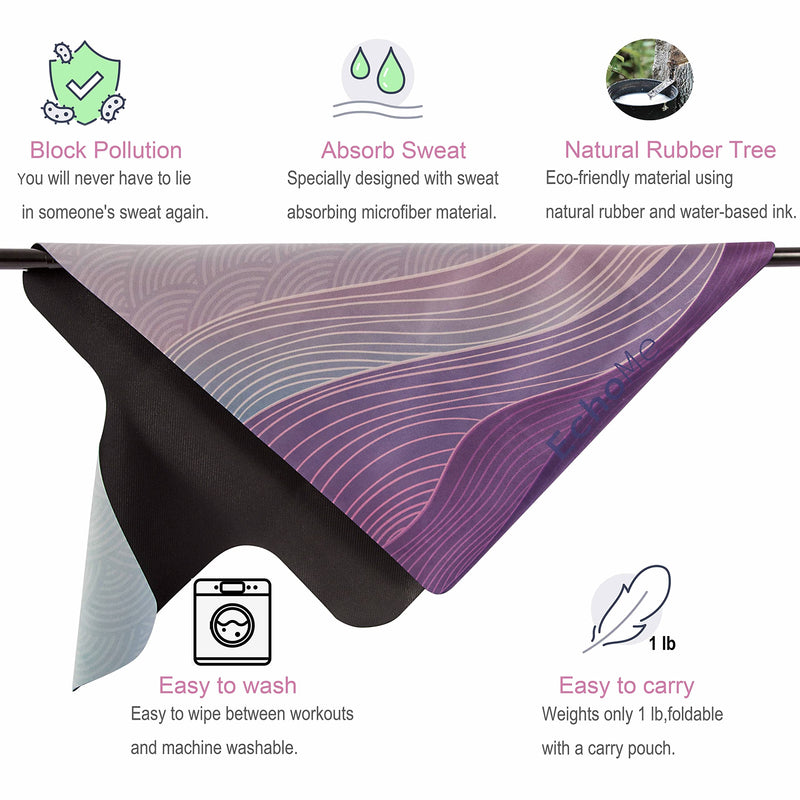 Echome Pilates Reformer Mat towel with shoulders, Pilates Reformer Cover with Great Grip, Easy to Wash Light Weight Portable Morning Glory Purple with Princess Pink - BeesActive Australia