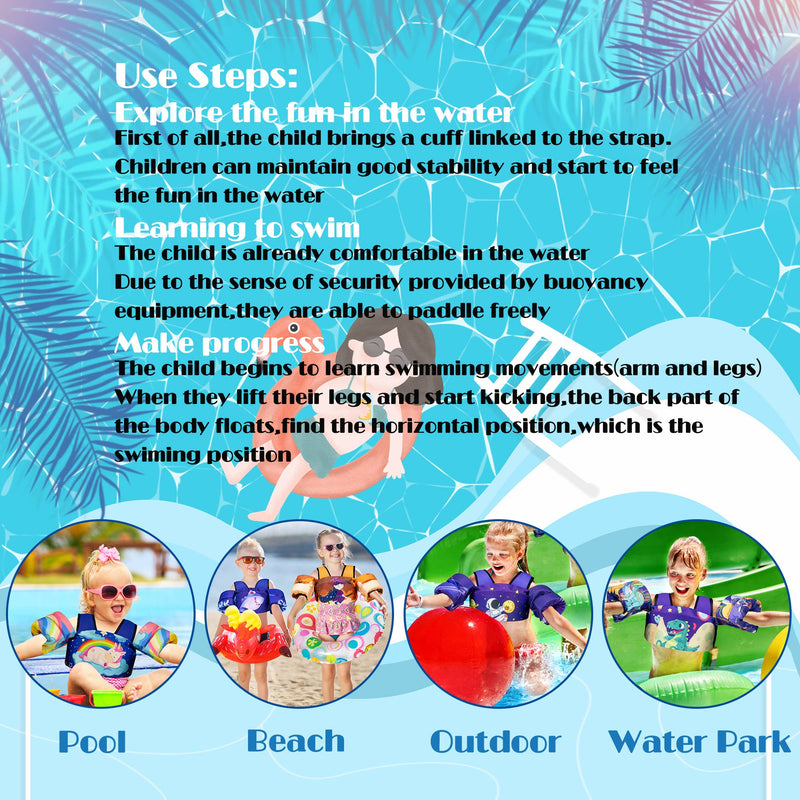 Elejolie Kid Swim Vest for Child Learn Swiming Training,Infant Safety Swim Aid Jacket for Toddler 2 3 4 5 6 Years Old ,Arm Wings for Baby 22-66lbs Shark - BeesActive Australia