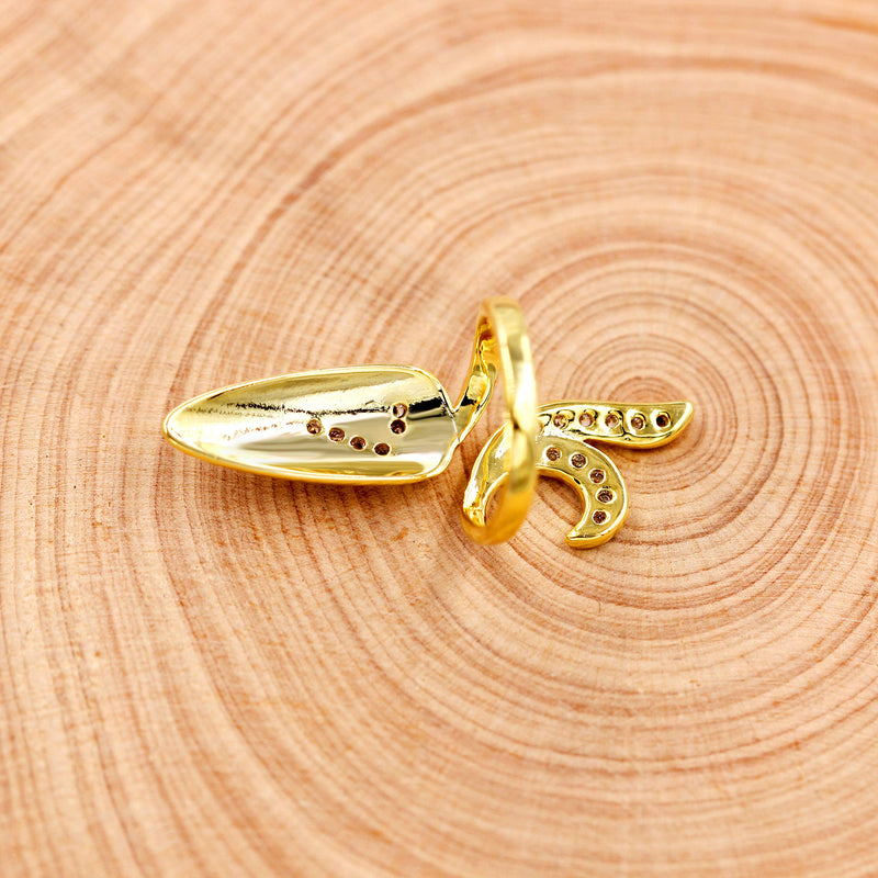 Little Finger Nail Cover Ring Art Decorations Fingernail Rings Crystal Rhinestone Nail Cap Jewelry for Women Girls SZ287-4 (Gold) Little finger-gold - BeesActive Australia