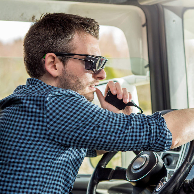 NoCry Tinted Over-Spec Safety Glasses - with Anti-Scratch Wraparound Lenses, Adjustable Arms, and UV400 Protection. ANSI Z87.1 & OSHA Certified. Grey & Green Frames Tinted Grey & Green - BeesActive Australia