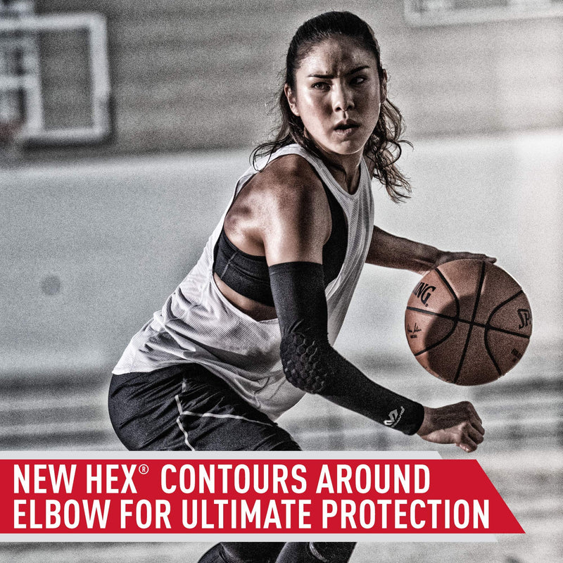 McDavid Elite Hex Arm Sleeve, Protective Padded Arm Sleeve for Basketball, Football or Any Body Contact Sport, Single Sleeve Large Black - BeesActive Australia