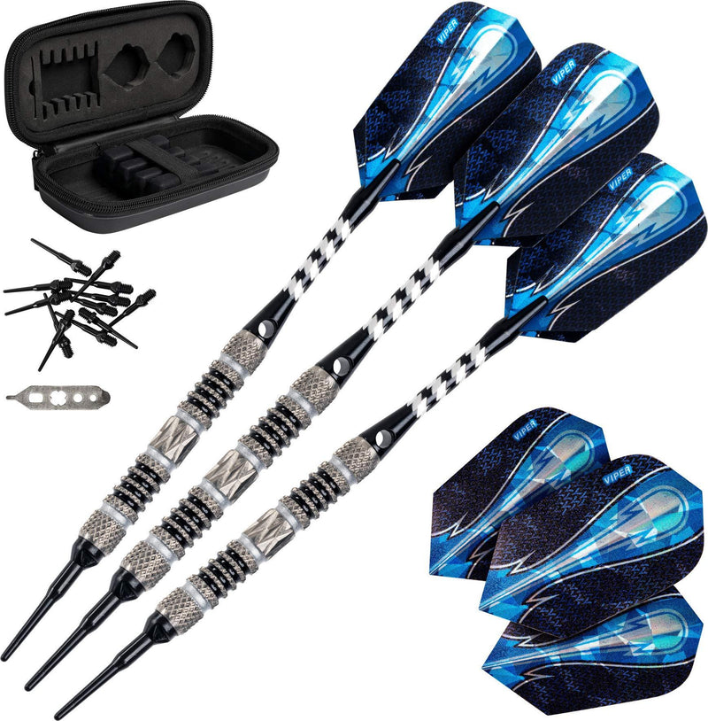 Viper Astro 80% Tungsten Soft Tip Darts with Storage/Travel Case 16 Grams Black Rings - BeesActive Australia