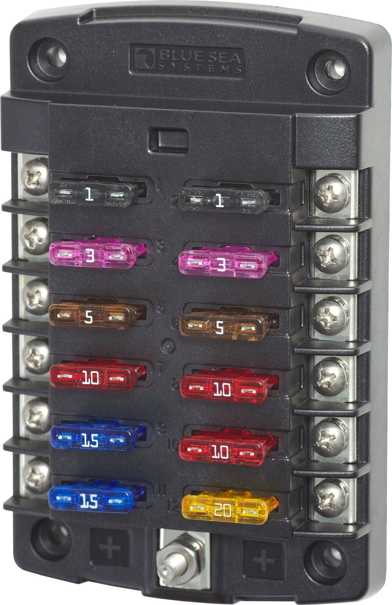 Blue Sea Systems ST Blade ATO/ATC Fuse Blocks 12-circ No Cover - BeesActive Australia