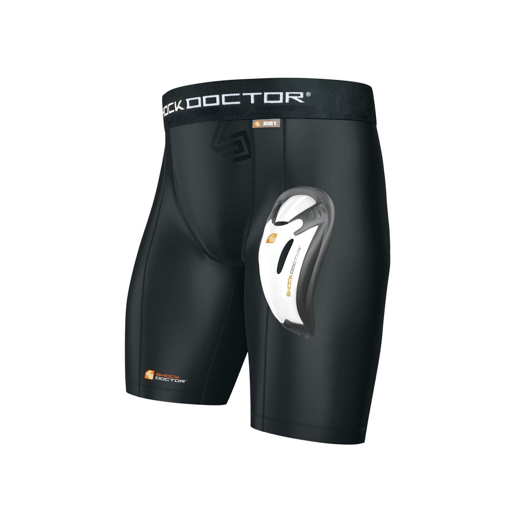 Shock Doctor Men's Core Compression Short with Bio-Flex Cup - Boys - Medium - Black - BeesActive Australia