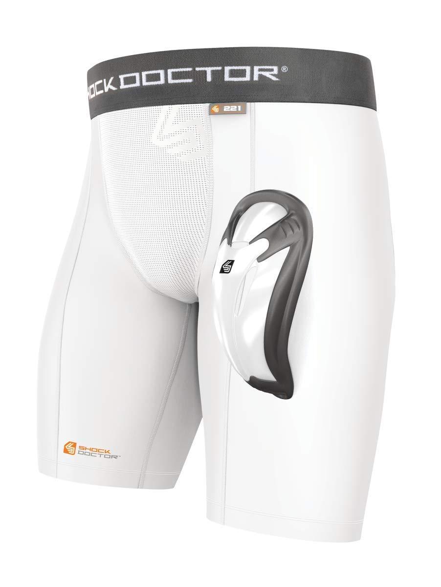 Shock Doctor Men's Core Compression Short with Bio-Flex Cup - Boys - Medium - White - BeesActive Australia