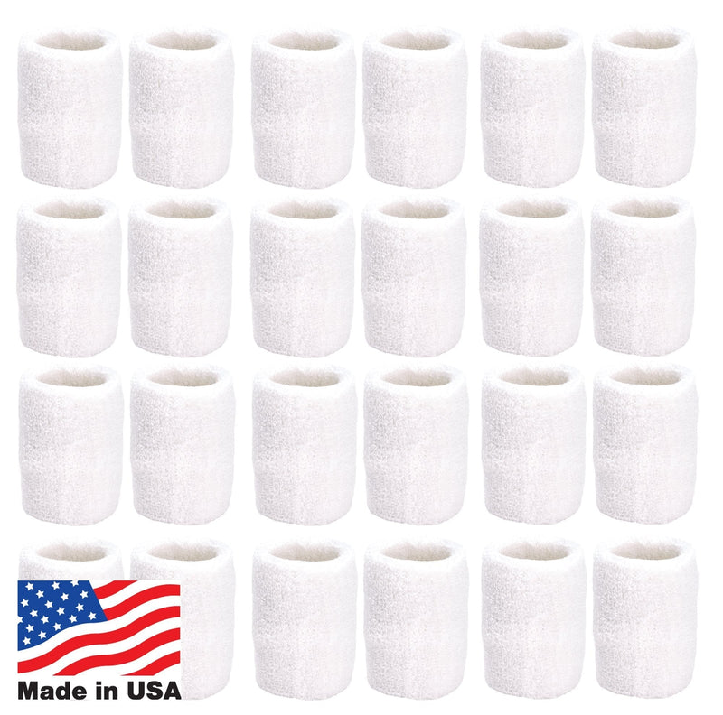 Unique Sports Athletic Performance Team Pack of 24 Wristbands (12 pair), White - BeesActive Australia