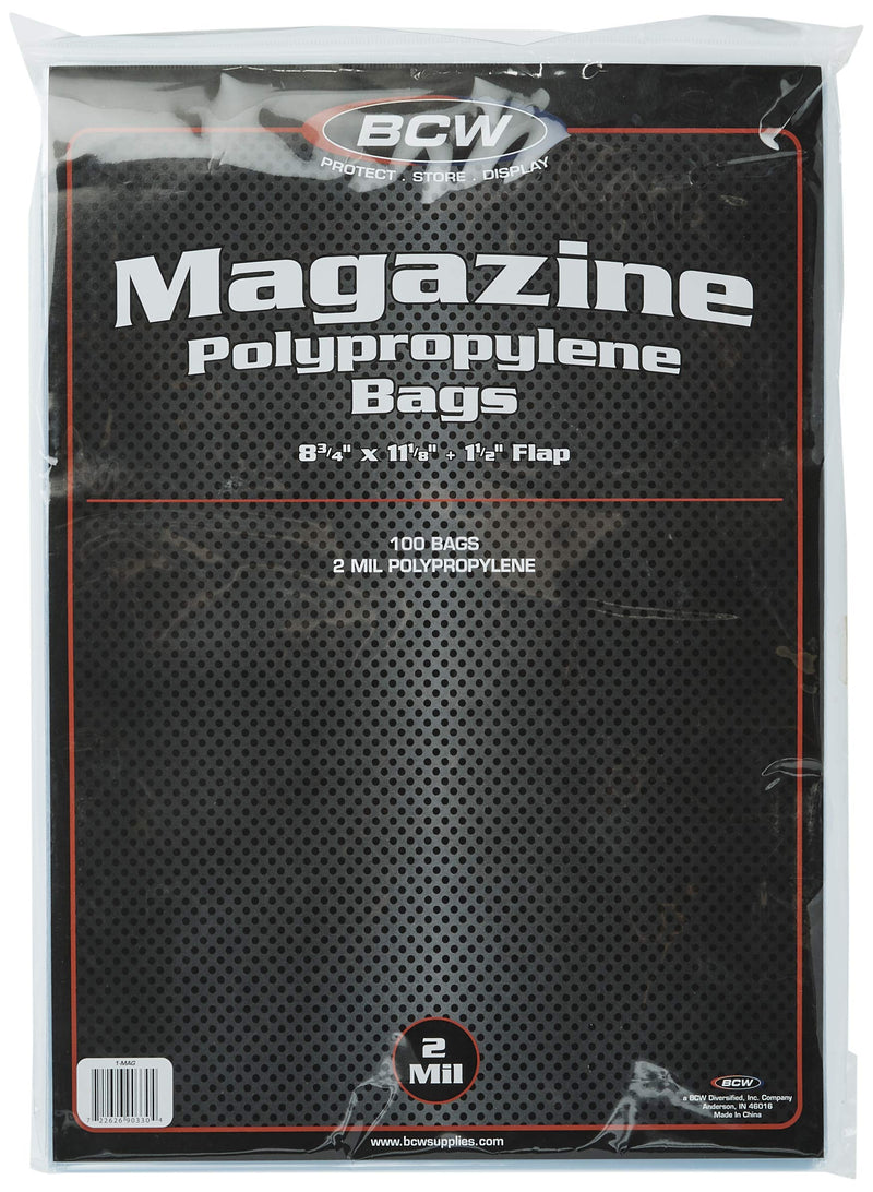 BCW Crystal Clear 2-mil Polypropylene Magazine Bags 8-3/4" X 11-1/8" with 1-1/2" Flap. (100-Count) - BeesActive Australia
