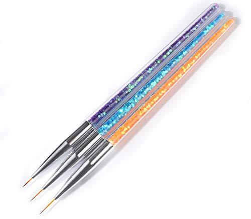 BNP 3Pcs/set Nail Art Line Brush Glitters Acrylic Ultra-thin Liner Drawing Painting Pen Flower Stripes Nail Art Manicure Tools - BeesActive Australia