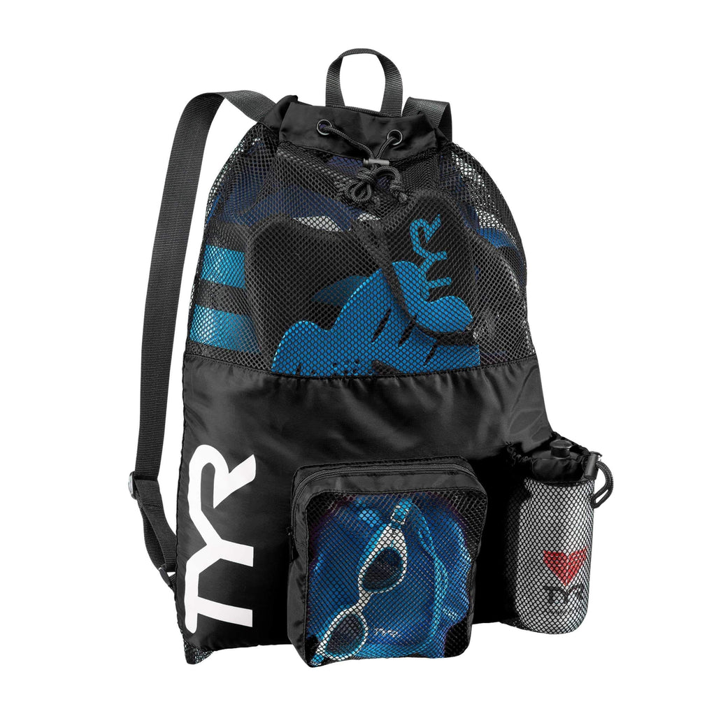 TYR Big Mesh Mummy Backpack For Wet Swimming, Gym, and Workout Gear Black - BeesActive Australia