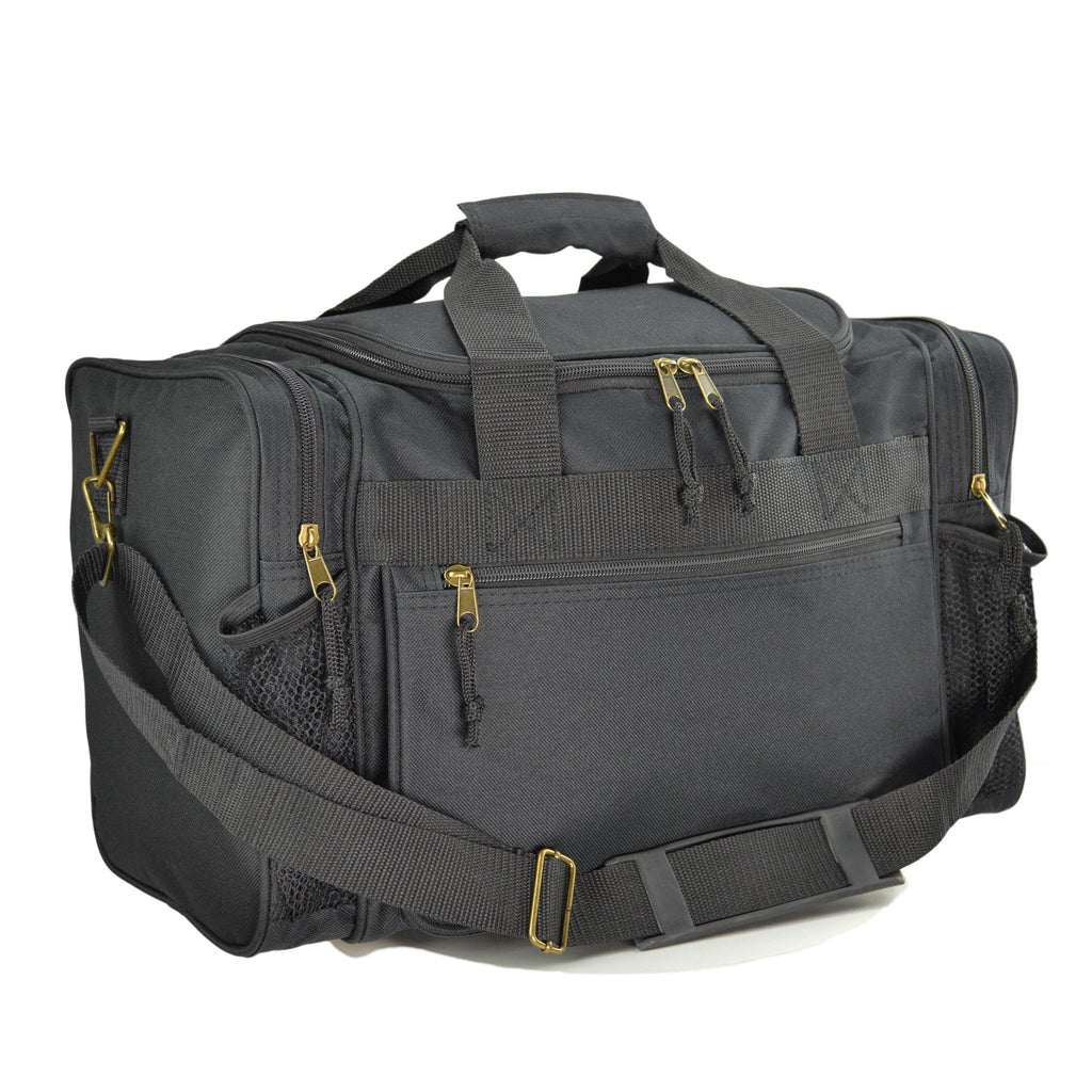 DALIX 17" Duffle Bag Dual Front Mesh Pockets (Black Gold Gray Dark Green Navy Blue Maroon Royal Blue Orange Pink Purple Red White Black - BeesActive Australia