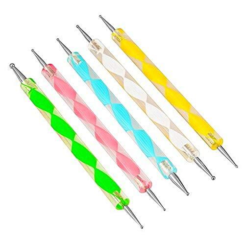 Goliton Nail Art Design Dotting Painting Drawing Polish Brush Pen Dotting Tools Set for Nail Art, Embossing Stylus for Painting (5PCS) 5PCS - BeesActive Australia