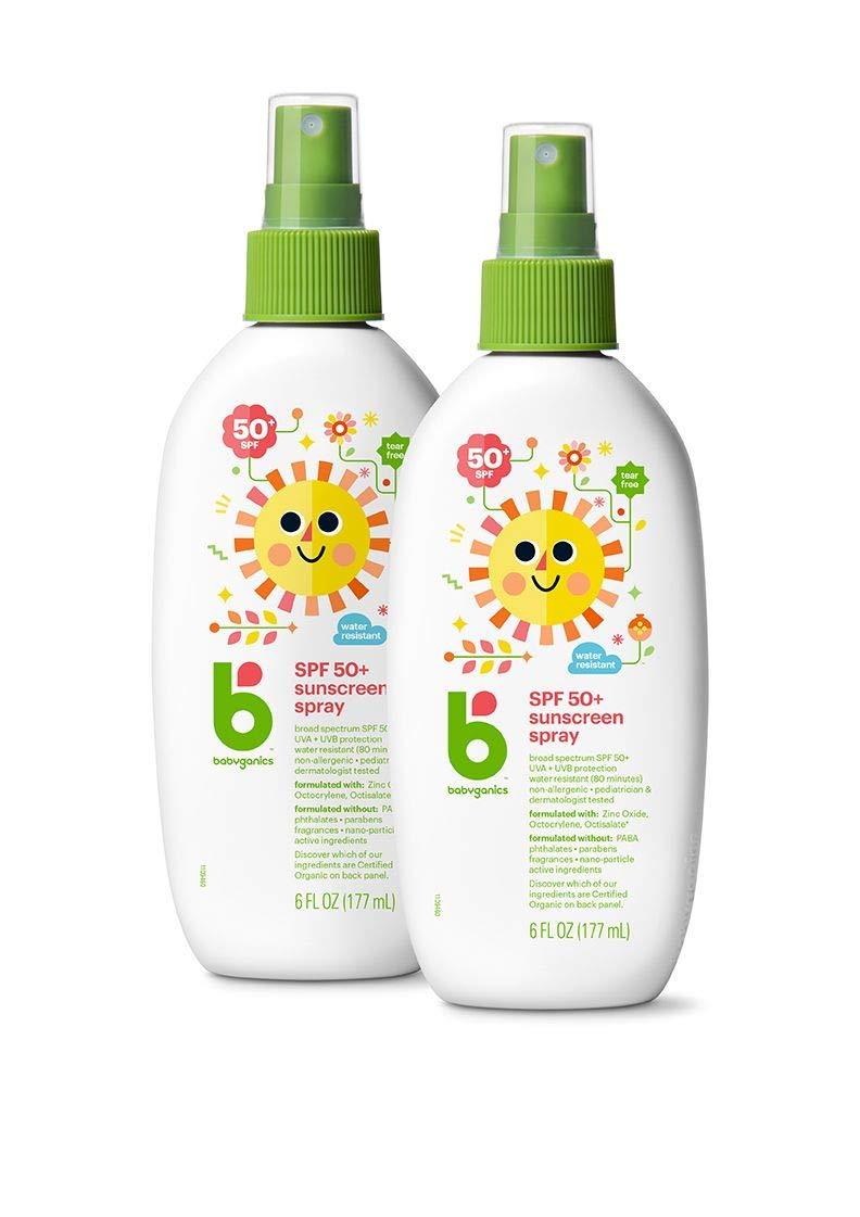 Babyganics SPF 50 Baby Sunscreen Spray UVA UVB Protection | Water Resistant |Non Allergenic, 2 Pack (6 Ounce) - BeesActive Australia