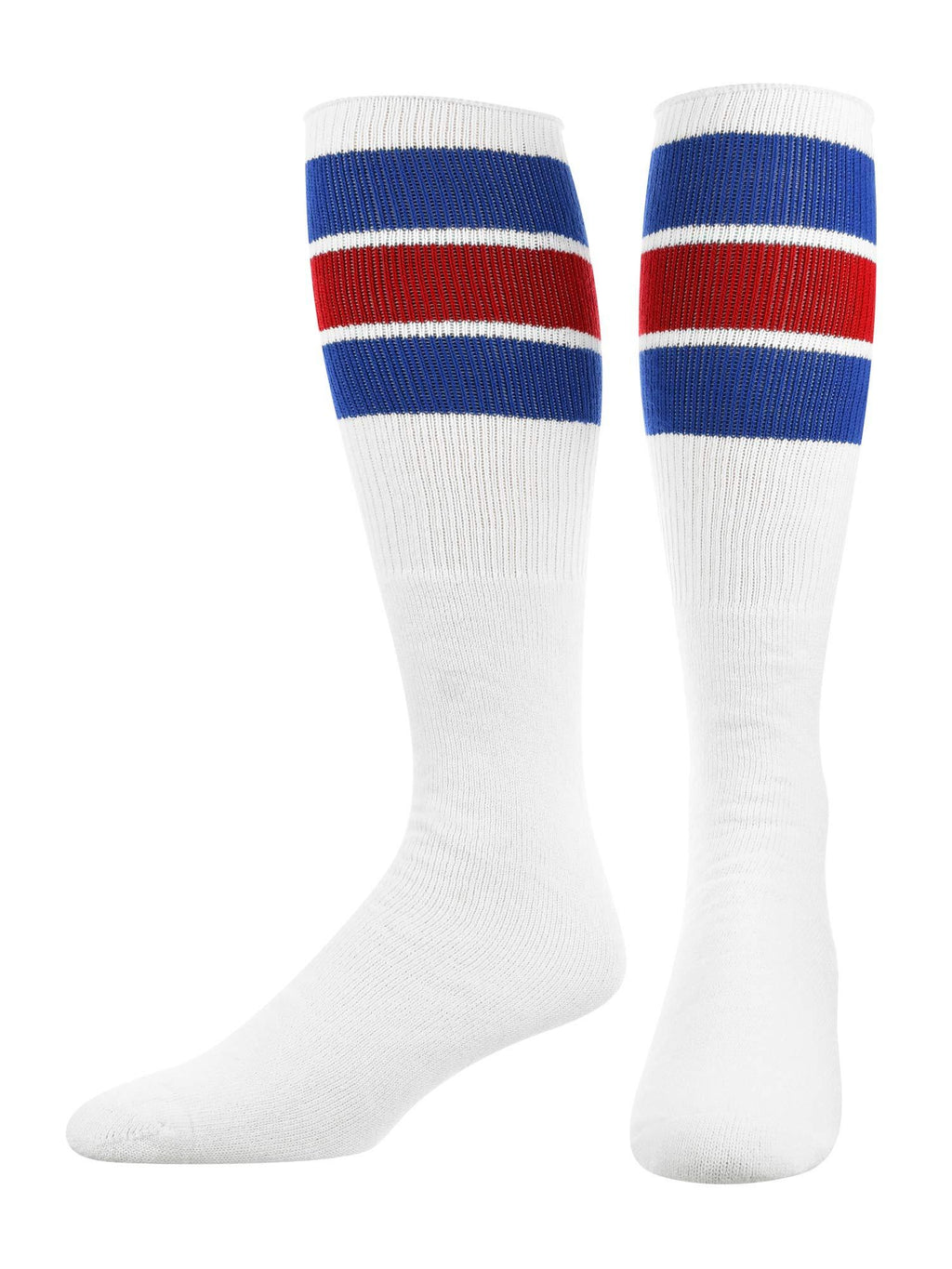 TCK Retro 3 Stripe Tube Socks Large Royal/Red - BeesActive Australia