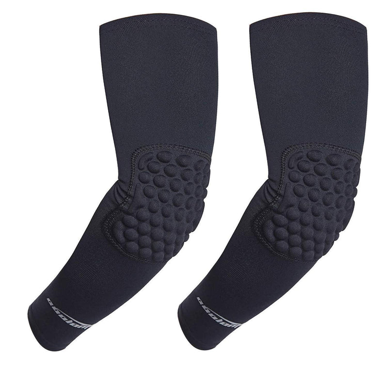 COOLOMG Basketball Arm Sleeves Compression Padded Elbow Arm Sleeves Protection (1 Pair) for Youth Kids Adult Black X-Small - BeesActive Australia