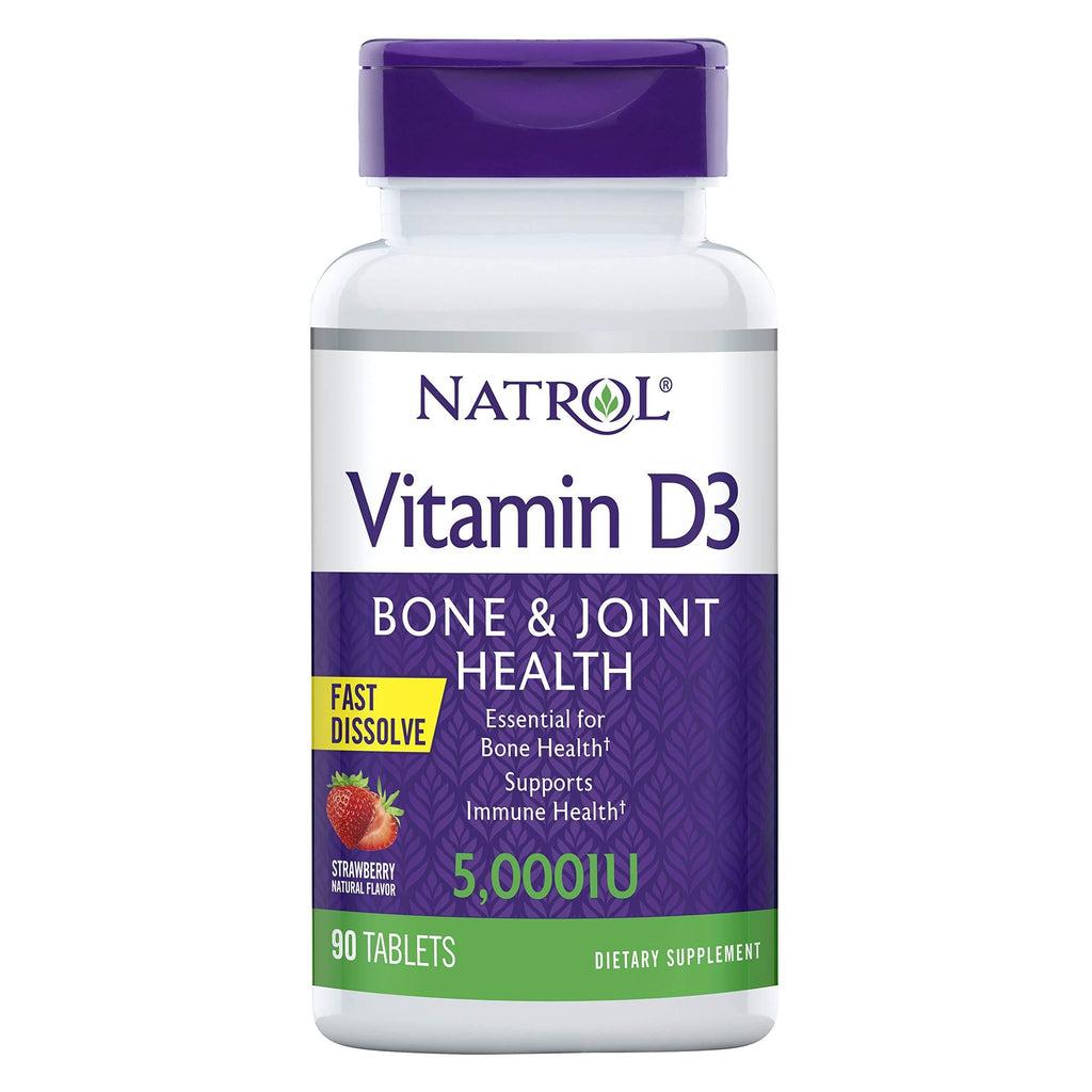 Natrol Vitamin D3 Fast Dissolve 5000 IU Capsules, Support Your Immune Health, Strawberry, 90 Count 5,000 IU - BeesActive Australia
