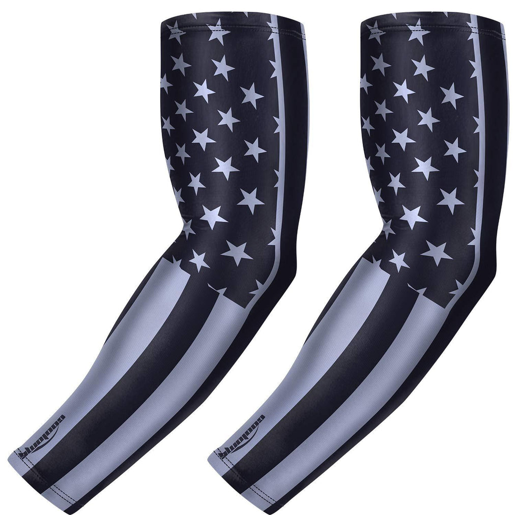 COOLOMG Compression Arm Sleeves Youth Kids for Basketball Football Baseball 1 Pair US Black Star Large - BeesActive Australia