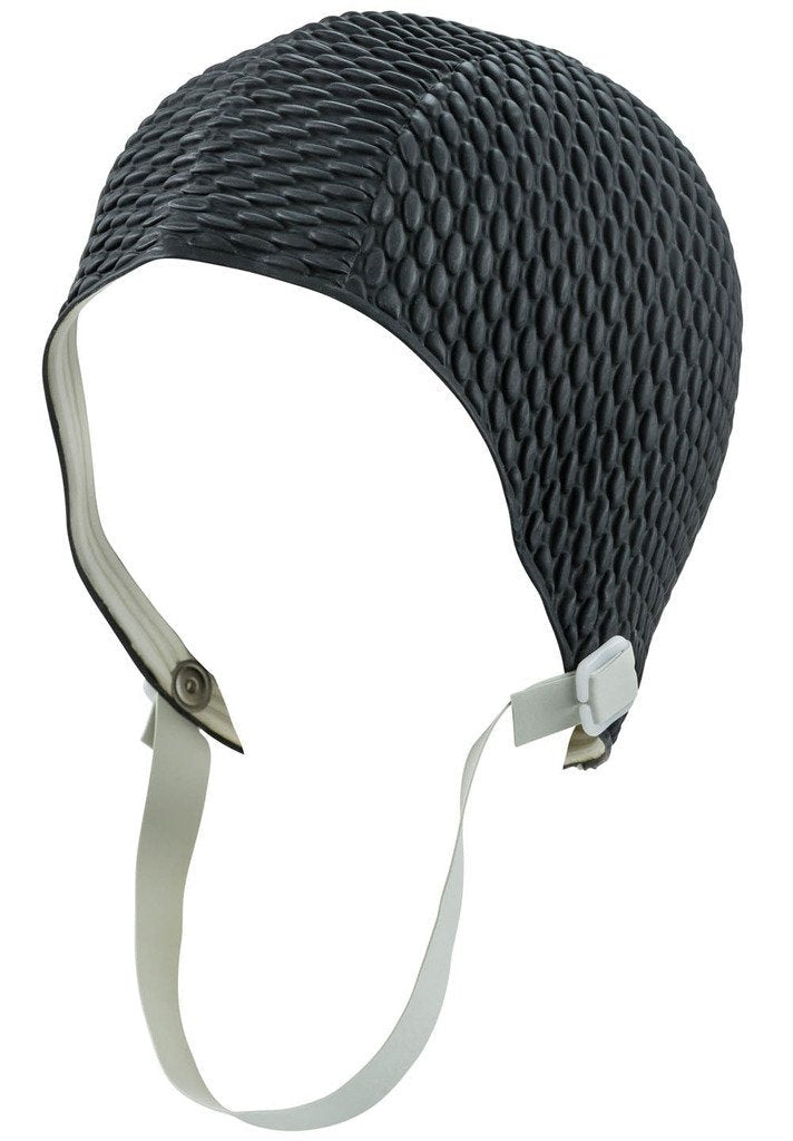 Beemo Latex Swim Cap - Women Stylish Swimming Cap Great for Ladies, Perfect to Keep Hair Dry - Suitable for Long Hair - Many Colors and Sophisticated Styles Available, Also Offered with Chin Strap Chin Strap/Black Adjustable Chin Strap - BeesActive Australia