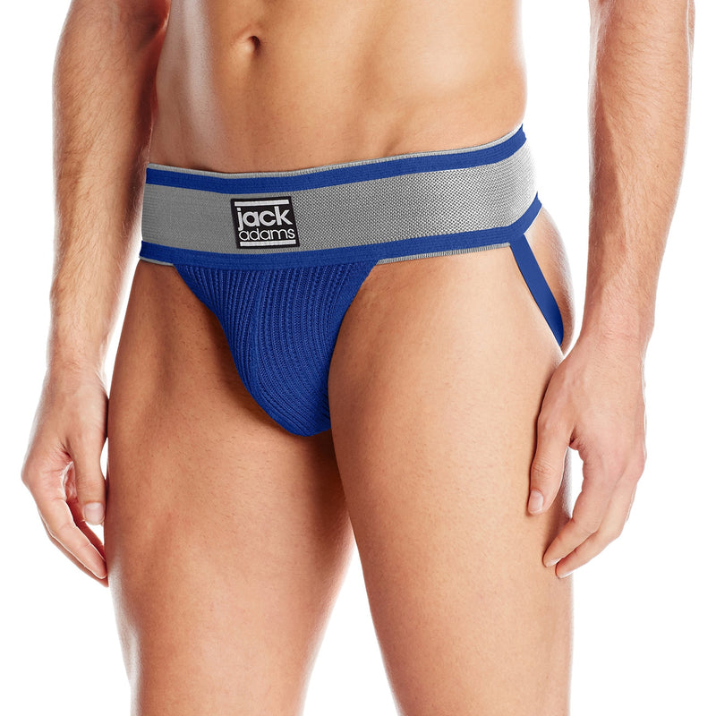 Jack Adams Men's Athletic 2.0 Jockstrap Medium Royal/Grey - BeesActive Australia