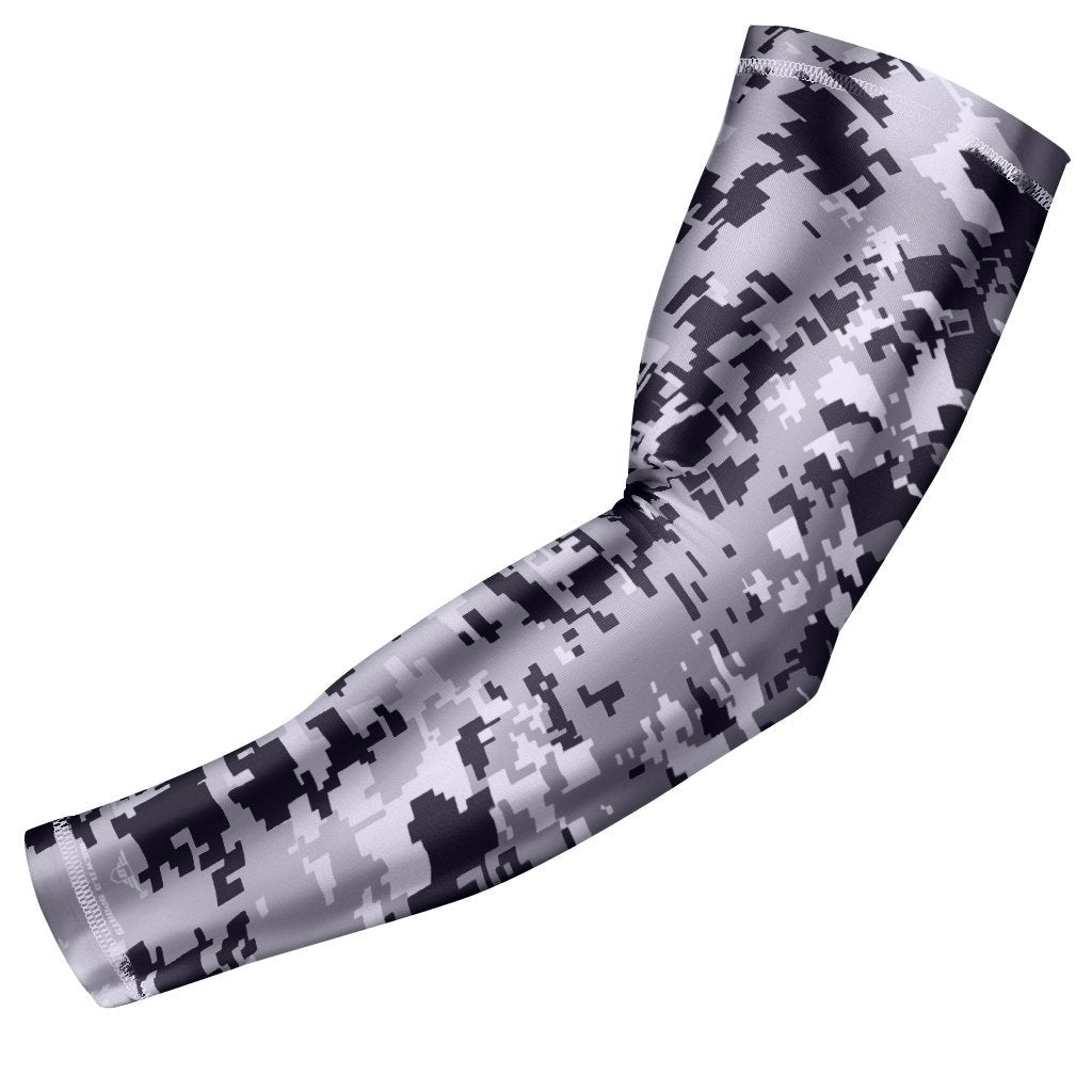 bucwild Sports Compression Arm Sleeve - Youth & Adult Sizes - Baseball Football Basketball Sports (1 Arm Sleeve) Black-Gray-White Digital Camo Youth Medium - BeesActive Australia