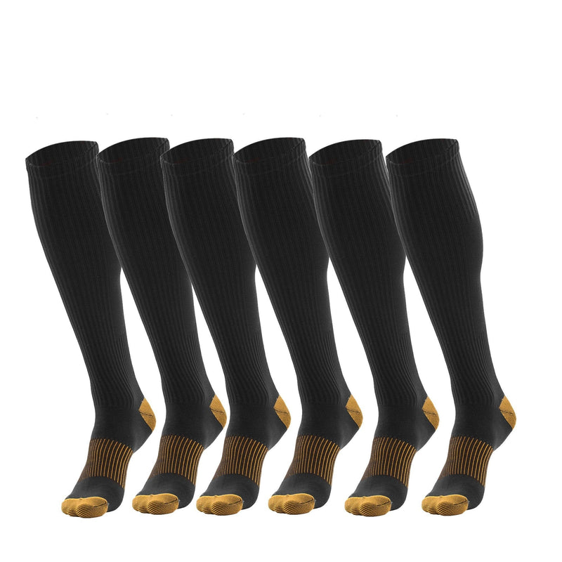 3 Pairs Black Compression Socks For Men - Copper Compression Stockings for Men One Size Fits All - BeesActive Australia