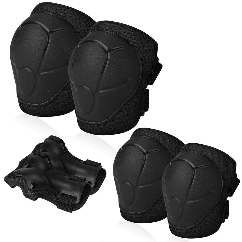 KUYOU Kids Protective Gear, Knee Pads Elbow Pads with Wrist Guard for Skateboarding Inline Roller Skating Cycling Biking BMX Ski Scooter Black - BeesActive Australia