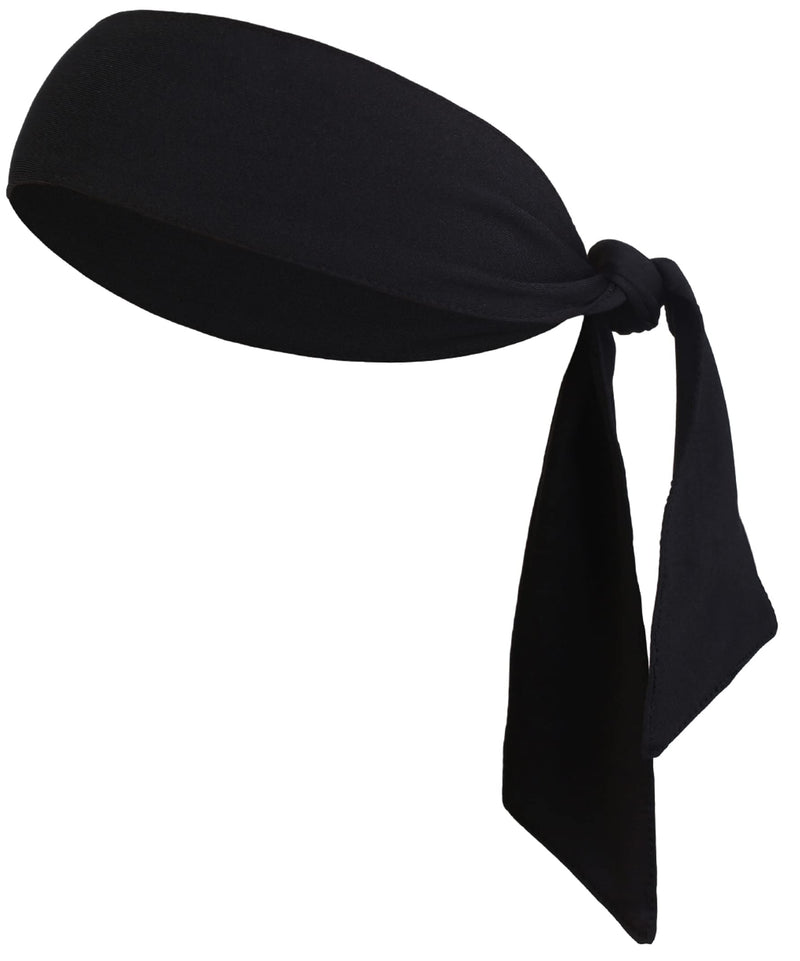 Tie Headband - Sports Head Ties for Men, Women, Kids - Ninja, Karate, Tennis, Pirate Head Band & Bandana - Athletic Sweatband/Hair Band for Basketball, Softball, Running, Workout - Sweat Wicking Midnight Black - BeesActive Australia
