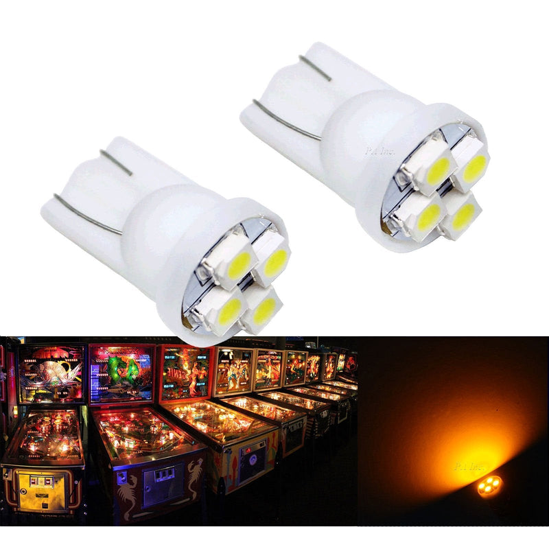 PA 10PCS #555 T10 4SMD LED Pinball Machine Light Bulb Yellow(Orange/amber)-6.3V - BeesActive Australia