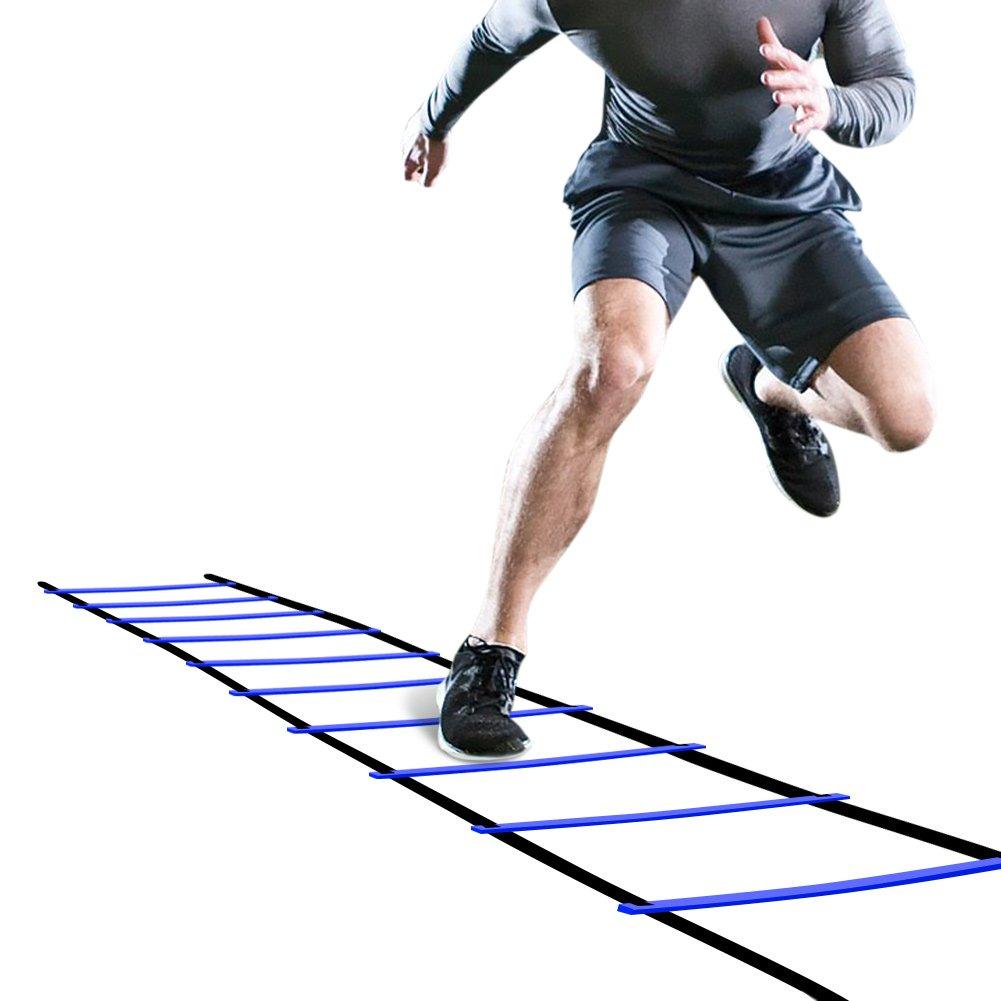 GHB Pro Agility Ladder Agility Training Ladder Speed 12 Rung 20ft with Carrying Bag Blue - BeesActive Australia