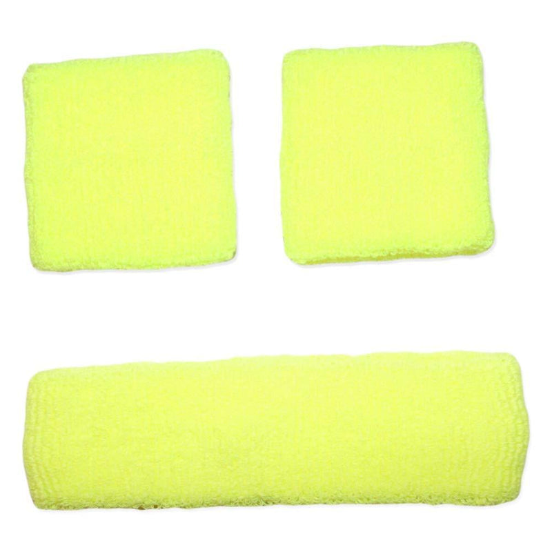 Neon Nation Sweatband Combo Set 2 Wrist & 1 Headband Neon Yellow - BeesActive Australia