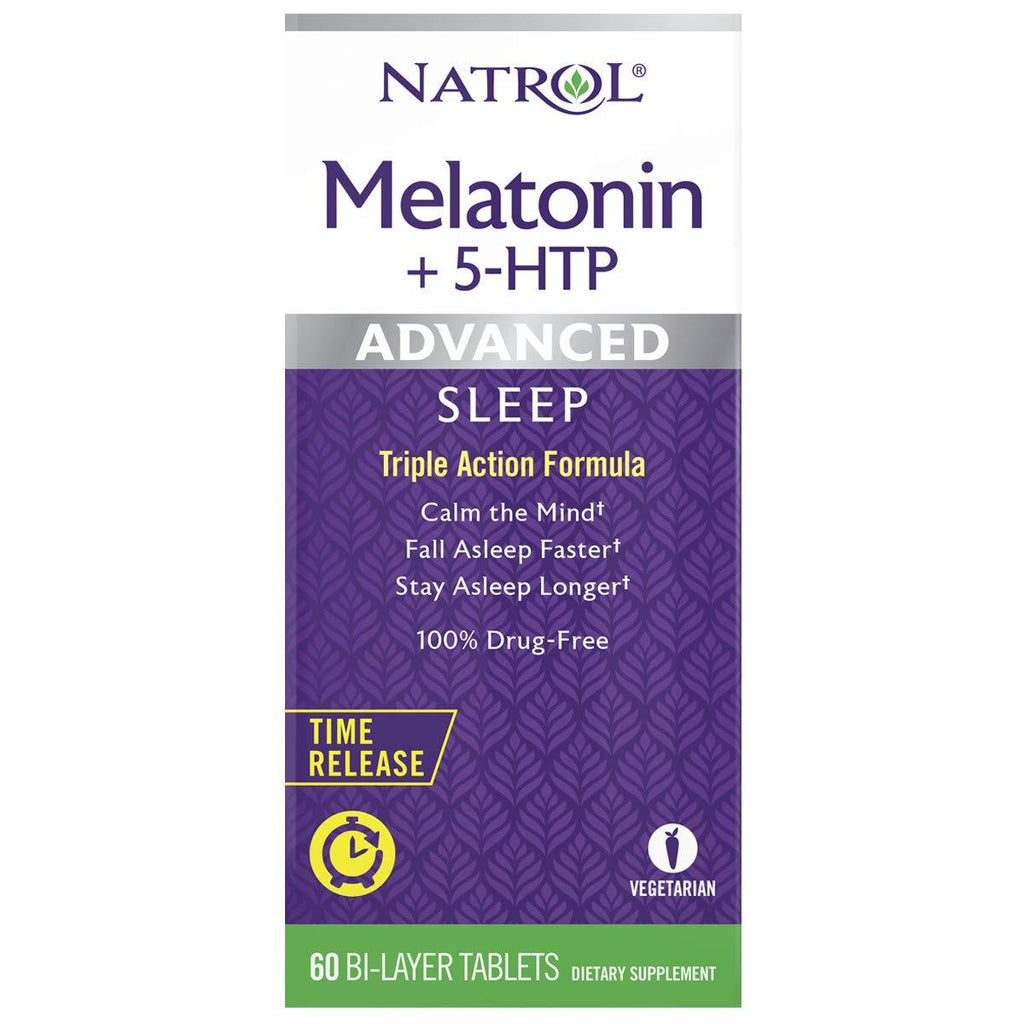 Natrol Melatonin + 5 HTP Advanced Sleep Time Release Bi-Layer Tablets, Triple-Action Formula, Calm The Mind, Helps You Fall Asleep Faster, Stay Asleep Longer, 100% Drug-Free, 6mg, 60 Count - BeesActive Australia