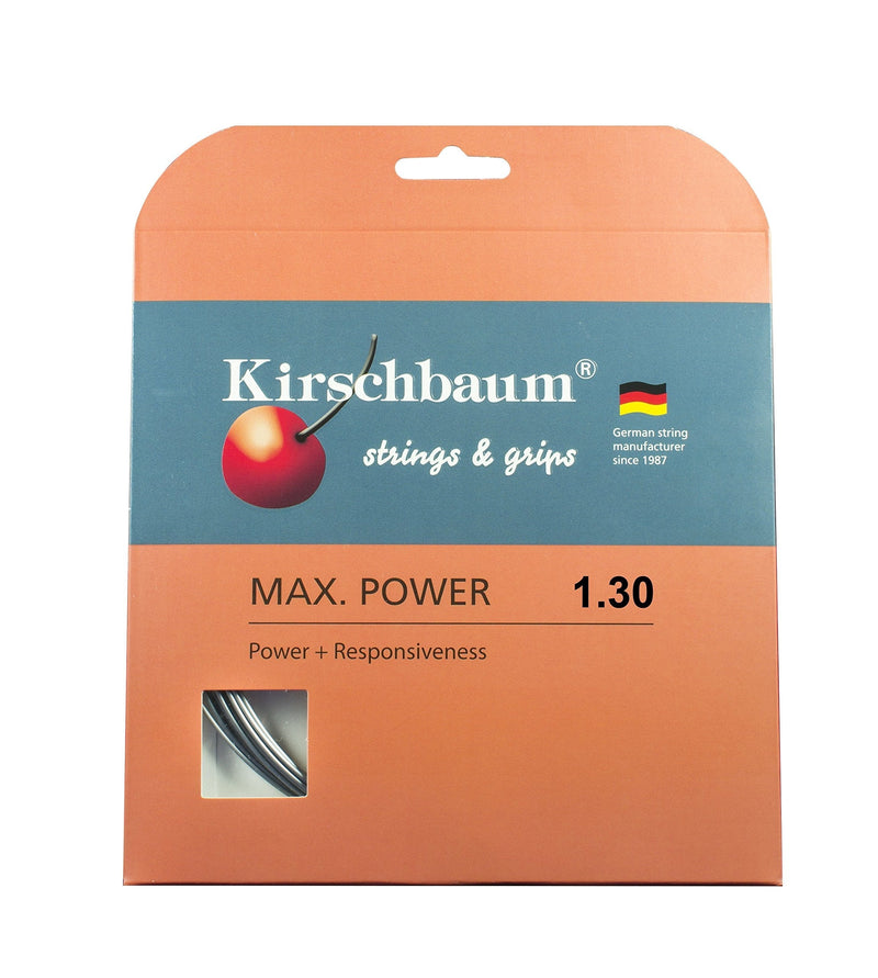 Kirschbaum Set Max Power Tennis String 1.30mm/16-Gauge, Black, (MP 130-12) - BeesActive Australia