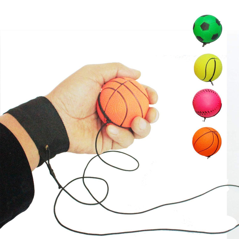 ZUYEE Wrist Band Ball Rubber High Bounce with Velcro Wrist & Elastic String Rebound Bouncy Balls On String for Finger Stiffness Relief Wrist Exercise,Children Gift Sport Toy Balls (Pack of 4) - BeesActive Australia