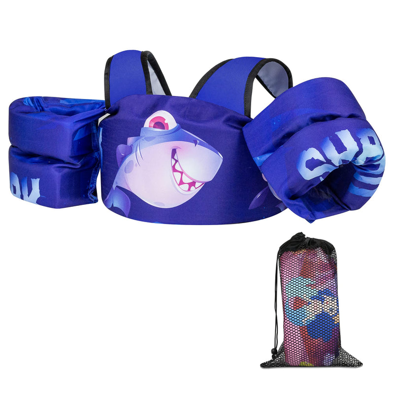 Elejolie Kid Swim Vest for Child Learn Swiming Training,Infant Safety Swim Aid Jacket for Toddler 2 3 4 5 6 Years Old ,Arm Wings for Baby 22-66lbs Shark - BeesActive Australia