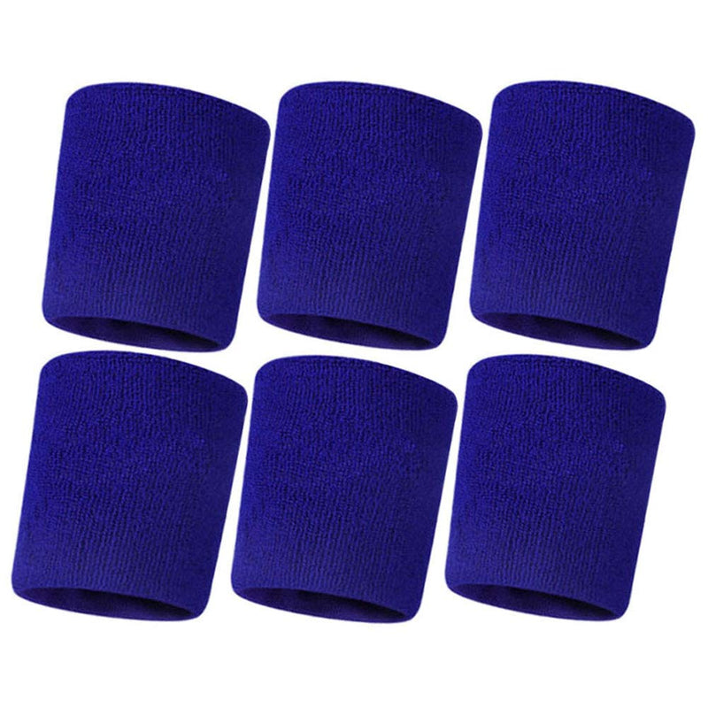 Hanerdun Wrist Sweatbands Thick Terry Cloth Wristbands for Men and Women Athletic Sweat Bands for Sports Tennis Gym Basketball Royalblue(6 pieces) - BeesActive Australia